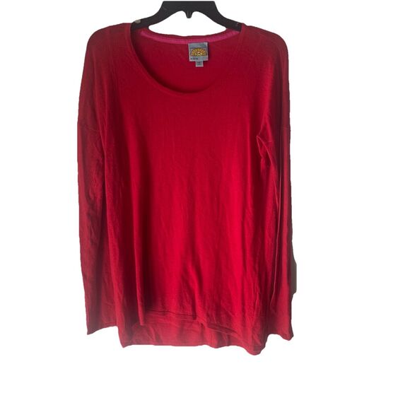 C & C California Size Medium Red Round Neck Long Sleeve Wool Cashmere Sweater - Picture 1 of 8